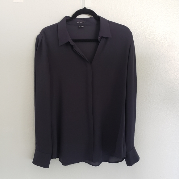Theory Miska silk blouse size large - Picture 2 of 6